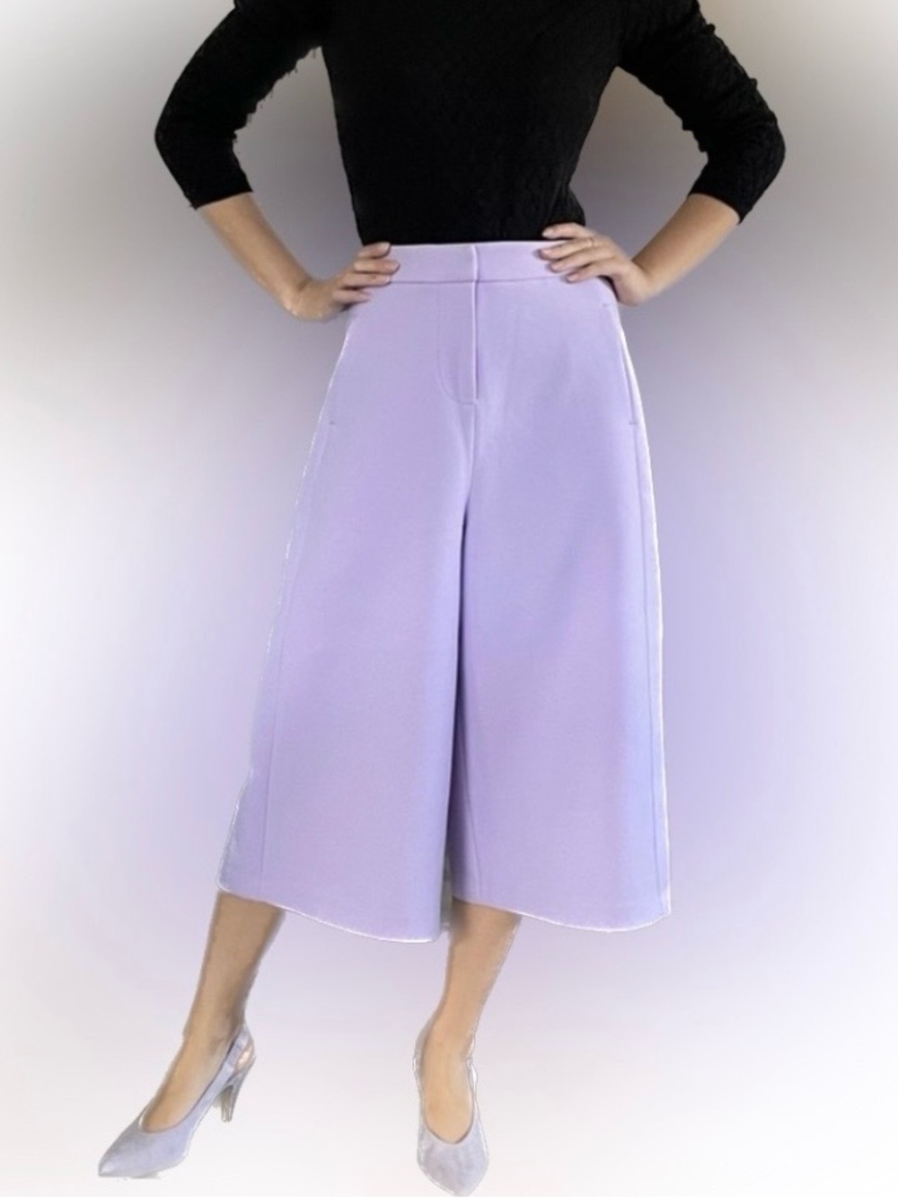 New! ASOS Lavender Wide-Leg Cropped Culottes